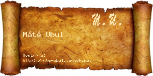 Máté Ubul névjegykártya